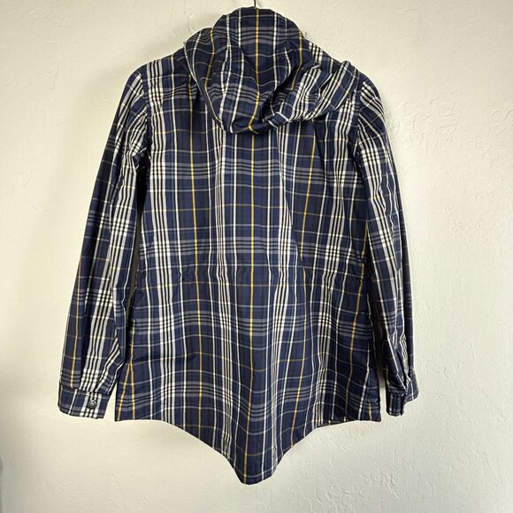 Brooks Brothers Womens Water Repellent Coat Plaid Hooded Jacket Size 4 Blue - Picture 2 of 10